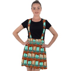 Bluegreen Pumpkins Velvet Suspender Skater Skirt