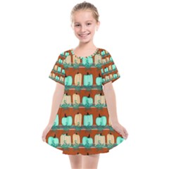 Bluegreen Pumpkins Kids  Smock Dress by bloomingvinedesign