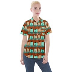 Bluegreen Pumpkins Women s Short Sleeve Pocket Shirt