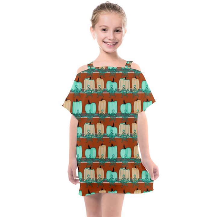 Bluegreen Pumpkins Kids  One Piece Chiffon Dress