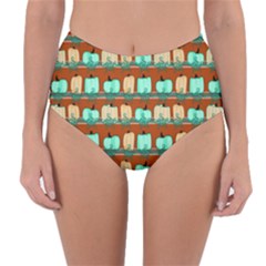 Bluegreen Pumpkins Reversible High-waist Bikini Bottoms by bloomingvinedesign