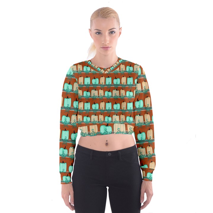 Bluegreen Pumpkins Cropped Sweatshirt