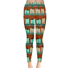 Bluegreen Pumpkins Inside Out Leggings by bloomingvinedesign