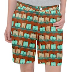 Bluegreen Pumpkins Pocket Shorts by bloomingvinedesign