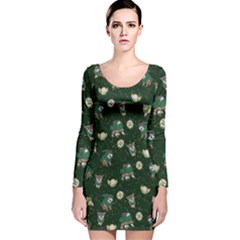 Grass Love Long Sleeve Velvet Bodycon Dress