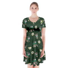 Grass Love Short Sleeve V-neck Flare Dress by Mezalola