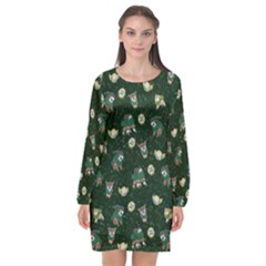 Grass Love Long Sleeve Chiffon Shift Dress  by Mezalola