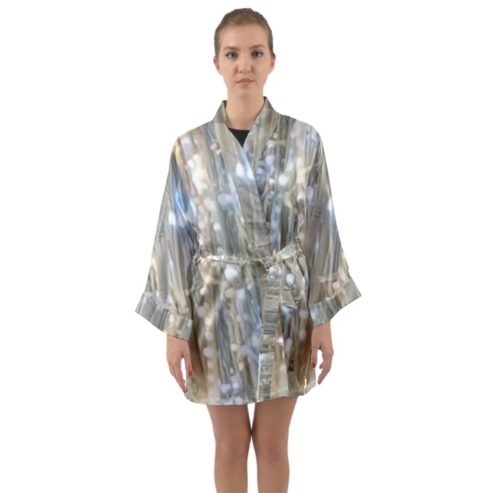 String Of Lights Christmas Festive Party Long Sleeve Satin Kimono