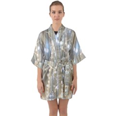 String Of Lights Christmas Festive Party Half Sleeve Satin Kimono  by yoursparklingshop