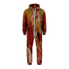 Autumn Colors Leaf Leaves Brown Red Hooded Jumpsuit (Kids)