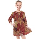 Autumn Colors Leaf Leaves Brown Red Kids  Quarter Sleeve Shirt Dress View1