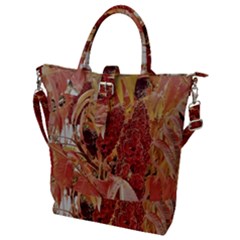 Autumn Colors Leaf Leaves Brown Red Buckle Top Tote Bag