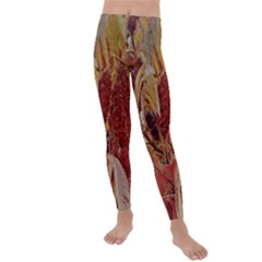 Autumn Colors Leaf Leaves Brown Red Kids  Lightweight Velour Leggings