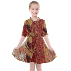 Autumn Colors Leaf Leaves Brown Red Kids  All Frills Chiffon Dress