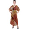 Autumn Colors Leaf Leaves Brown Red V-Neck Boho Style Maxi Dress View1