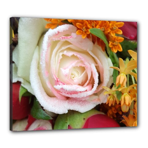 Floral Bouquet Orange Pink Rose Canvas 24  X 20  (stretched) by yoursparklingshop