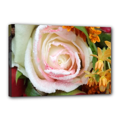 Floral Bouquet Orange Pink Rose Canvas 18  X 12  (stretched) by yoursparklingshop