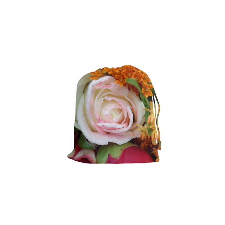 Floral Bouquet Orange Pink Rose Drawstring Pouch (XS)