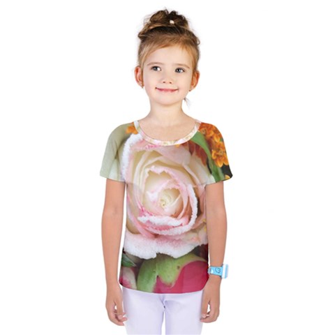 Floral Bouquet Orange Pink Rose Kids  One Piece Tee by yoursparklingshop