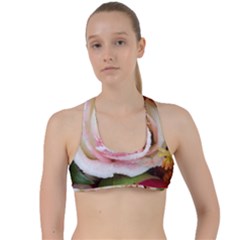 Floral Bouquet Orange Pink Rose Criss Cross Racerback Sports Bra by yoursparklingshop