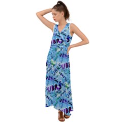 Ubrs V-neck Chiffon Maxi Dress