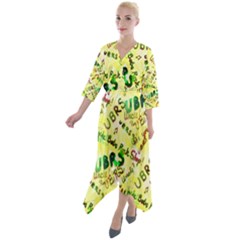 Ubrs Yellow Quarter Sleeve Wrap Front Maxi Dress