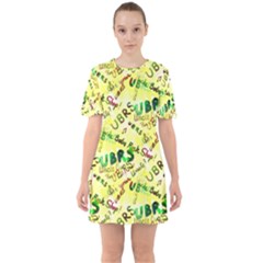 Ubrs Yellow Sixties Short Sleeve Mini Dress by Rokinart