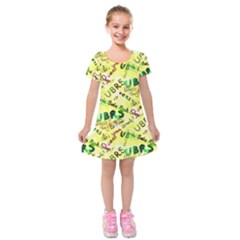 Ubrs Yellow Kids  Short Sleeve Velvet Dress