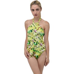 Ubrs Yellow Go With The Flow One Piece Swimsuit by Rokinart