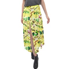 Ubrs Yellow Velour Split Maxi Skirt