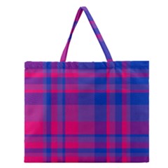 Bisexual Plaid Zipper Large Tote Bag by NanaLeonti