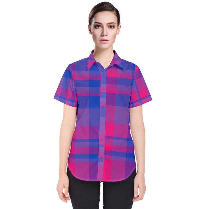 Bisexual plaid Women s Short Sleeve Shirt