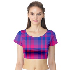 Bisexual Plaid Short Sleeve Crop Top by NanaLeonti