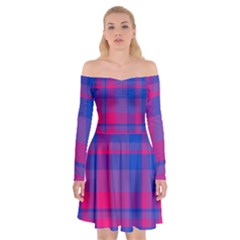 Bisexual Plaid Off Shoulder Skater Dress by NanaLeonti