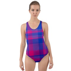 Bisexual Plaid Cut-out Back One Piece Swimsuit by NanaLeonti