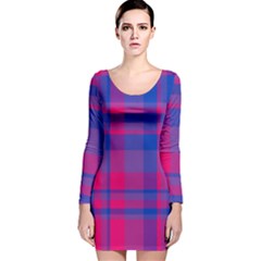 Bisexual Plaid Long Sleeve Velvet Bodycon Dress