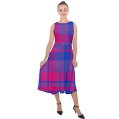 Bisexual Plaid Midi Tie-back Chiffon Dress by NanaLeonti