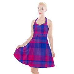 Bisexual Plaid Halter Party Swing Dress 