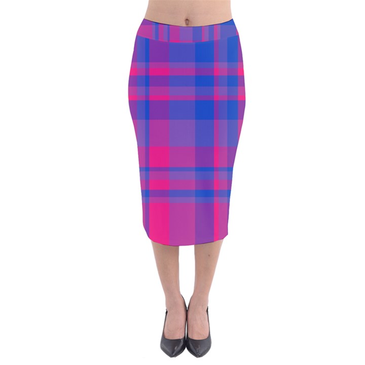 Bisexual plaid Velvet Midi Pencil Skirt