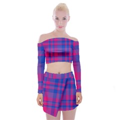 Bisexual Plaid Off Shoulder Top With Mini Skirt Set by NanaLeonti