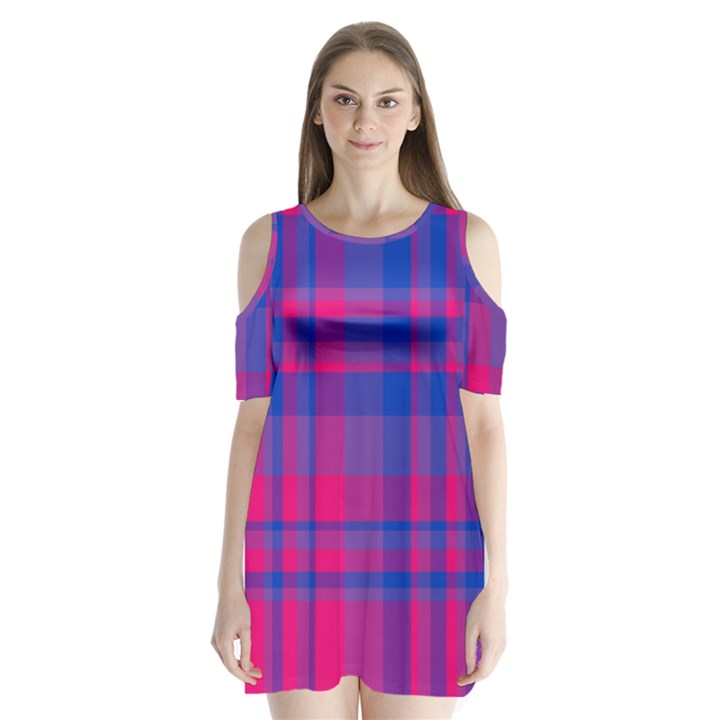 Bisexual plaid Shoulder Cutout Velvet One Piece