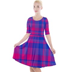 Bisexual Plaid Quarter Sleeve A-line Dress by NanaLeonti