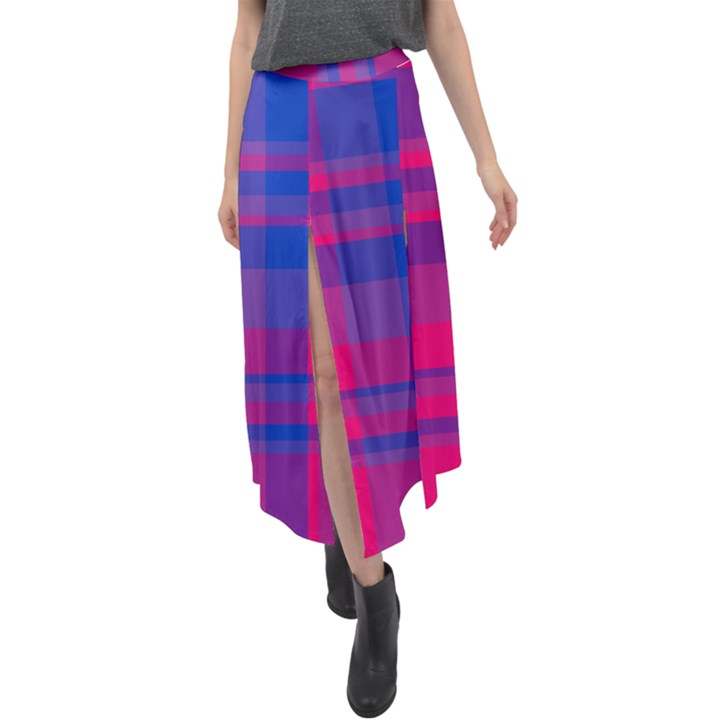 Bisexual plaid Velour Split Maxi Skirt