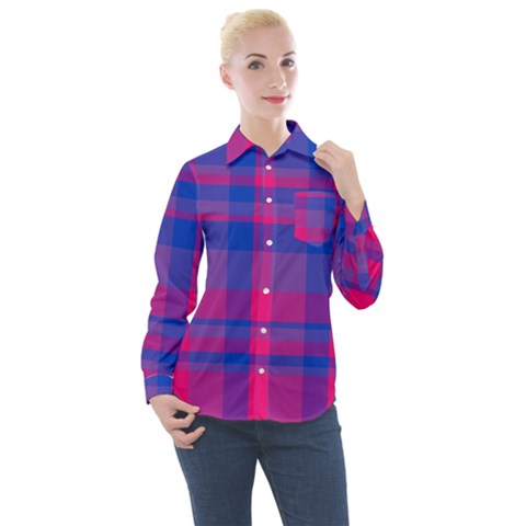 Bisexual Plaid Women s Long Sleeve Pocket Shirt by NanaLeonti