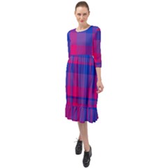 Bisexual Plaid Ruffle End Midi Chiffon Dress by NanaLeonti