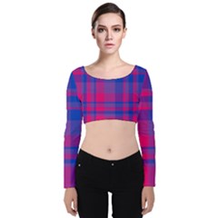 Bisexual Plaid Velvet Long Sleeve Crop Top by NanaLeonti