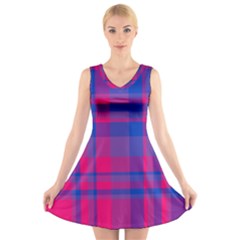 Bisexualplaid V-neck Sleeveless Dress by NanaLeonti