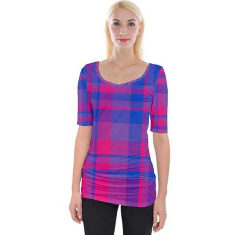 Bisexualplaid Wide Neckline Tee by NanaLeonti