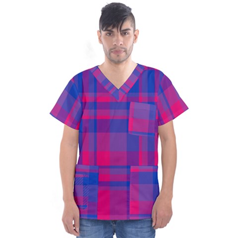 Bisexualplaid Men s V-neck Scrub Top by NanaLeonti