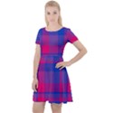 Bisexualplaid Cap Sleeve Velour Dress  View1